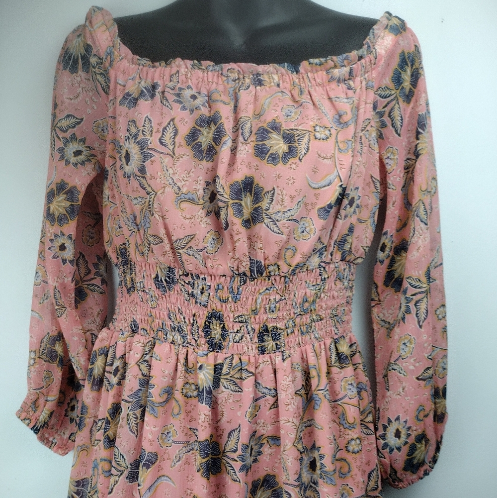 Floral Pink Smocked Dress